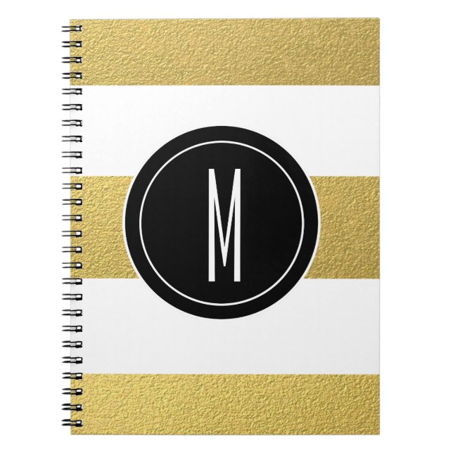 GOLD FOIL STRIPES | BLACK MONOGRAM NOTEBOOK (Front)