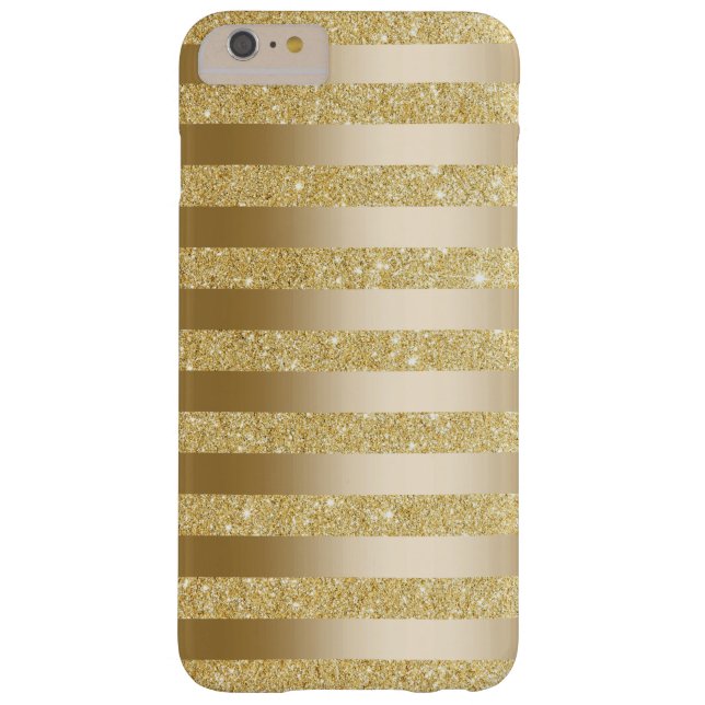 Gold Foil Stripes Faux Glitter iPhone 6 Plus Case (Back)