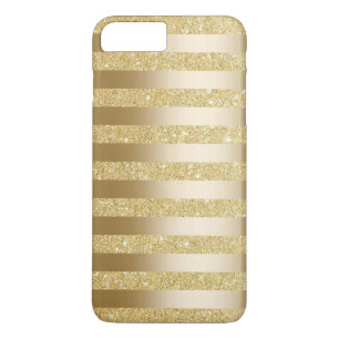 Gold Foil Stripes Faux Glitter iPhone 7 Plus Case