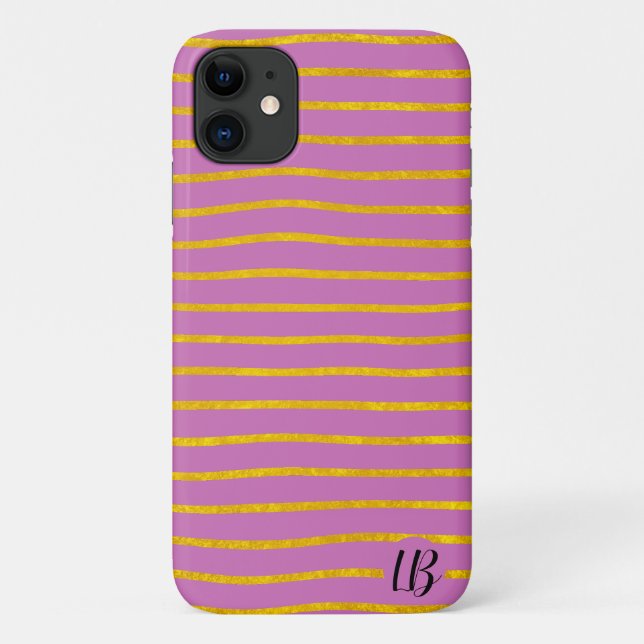 Gold Foil Stripes Personalised Phone Case (Back)