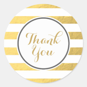 Gold Foil Stripes Thank You Sticker