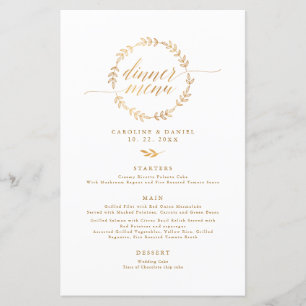 Gold Foil Stylish Calligraphy Wedding Menu