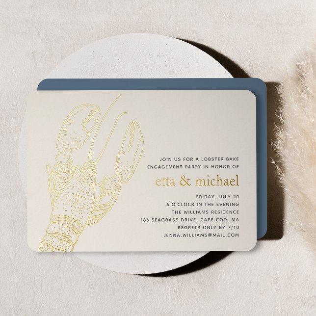 Gold Foil Summer Lobster Bake Party Invitation (Creator Uploaded)