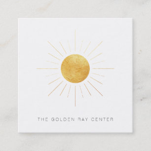 *~* Gold Foil Sun and Golden Rays Spiritual Centre Square Business Card