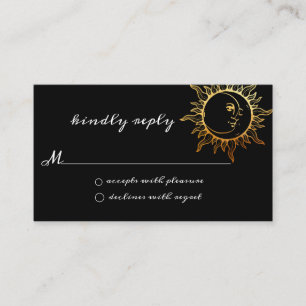 Gold Foil Sun and Moon Wedding RSVP Card