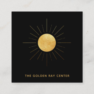*~* Gold Foil Sun +  Golden Rays Spiritual Centre Square Business Card