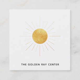 *~* Gold Foil Sun & Golden Rays Spiritual Centre Square Business Card