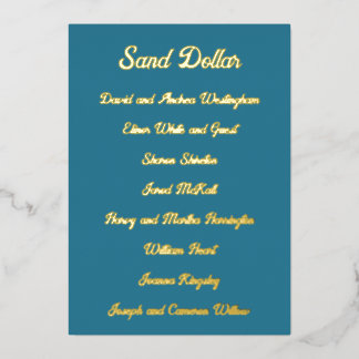 Gold Foil Table Seating Guest List 5x7 Cards