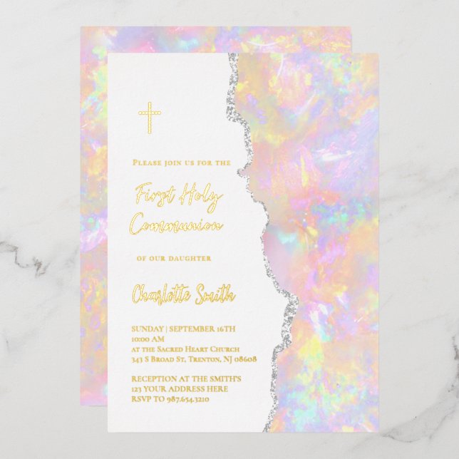 gold foil text  First Communion (Front/Back)