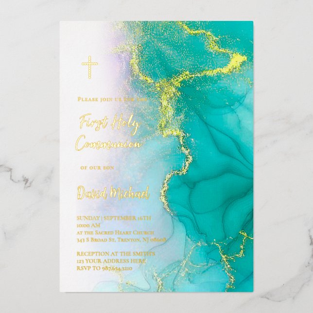 gold foil text  First Communion (Front)