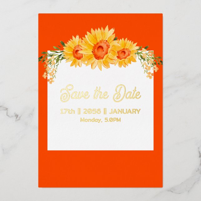 Gold foil text in floral background invitation (Front)