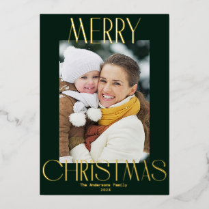 Gold Foil Text Merry Christmas Card