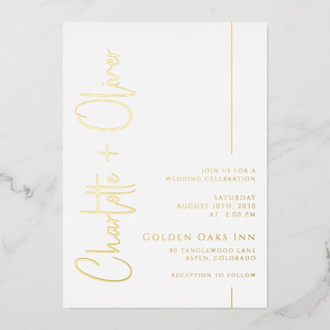 Gold Foil Text Typography Wedding (Front)