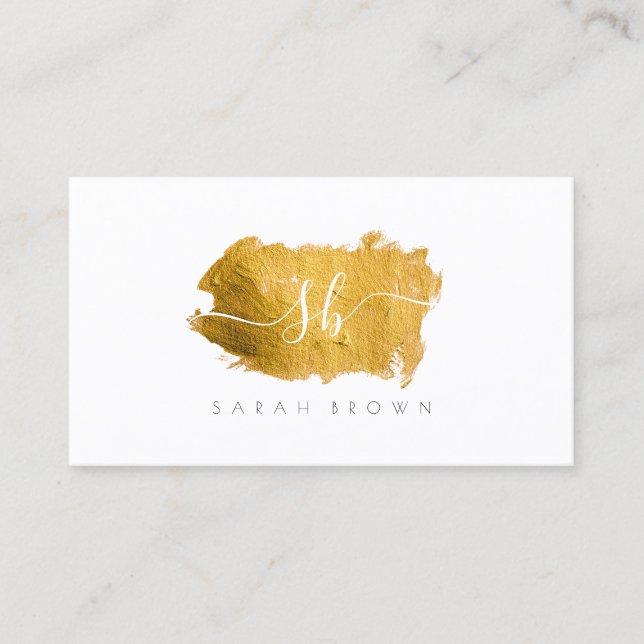 Gold Foil Textured Blush Brush Beauty Consultant Business Card (Front)