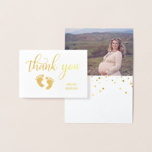 Gold FOIL THANK YOU Baby Shower PHOTO Foil Card
