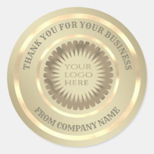 Gold foil thank you business custom logo classic round sticker
