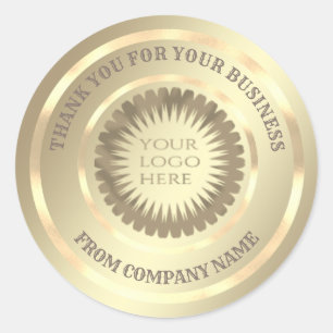 Gold foil thank you business custom logo classic round sticker