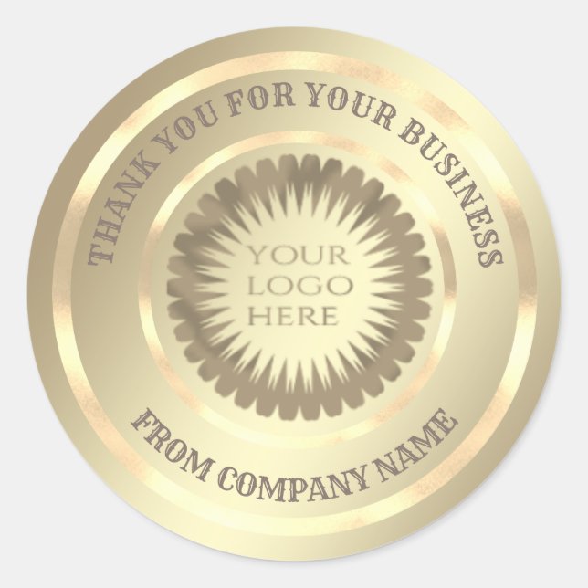 Gold foil  thank you business custom logo classic round sticker (Front)