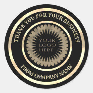 Gold foil  thank you business custom logo classic round sticker