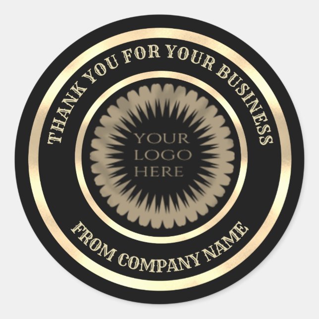 Gold foil  thank you business custom logo classic round sticker (Front)