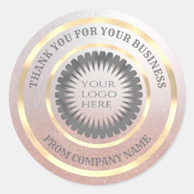 Gold foil  thank you business custom logo classic round sticker (Front)