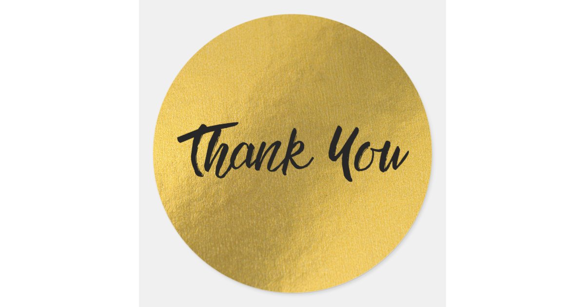 Gold Foil Thank You Classic Round Sticker Zazzle