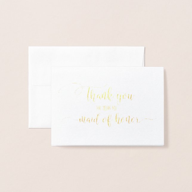 Gold Foil Thank You Maid of Honour Wedding Card (Front With Envelope)