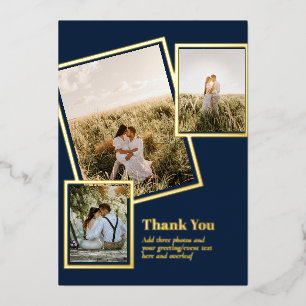 Gold Foil THANK YOU Photo Collage Modern QR CODE