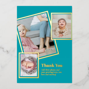 Gold Foil THANK YOU Photo Collage Modern QR CODE