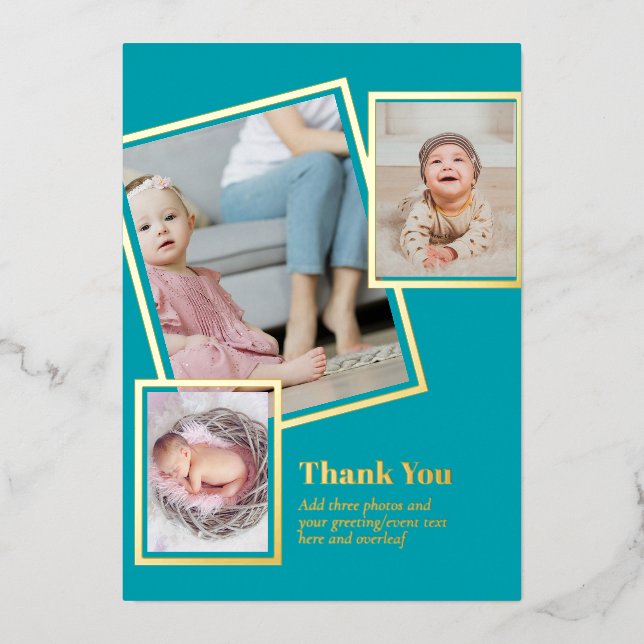 Gold Foil THANK YOU Photo Collage Modern QR CODE (Front)