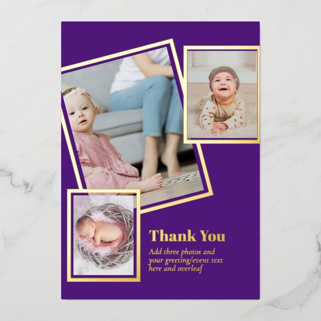 Gold Foil THANK YOU Photo Collage Modern QR CODE (Front)
