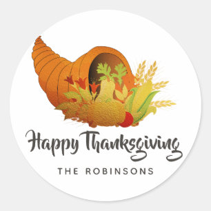 Gold Foil Thanksgiving Classic Round Sticker