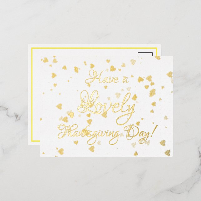 Gold Foil Thanksgiving Party Invitation (Front/Back)