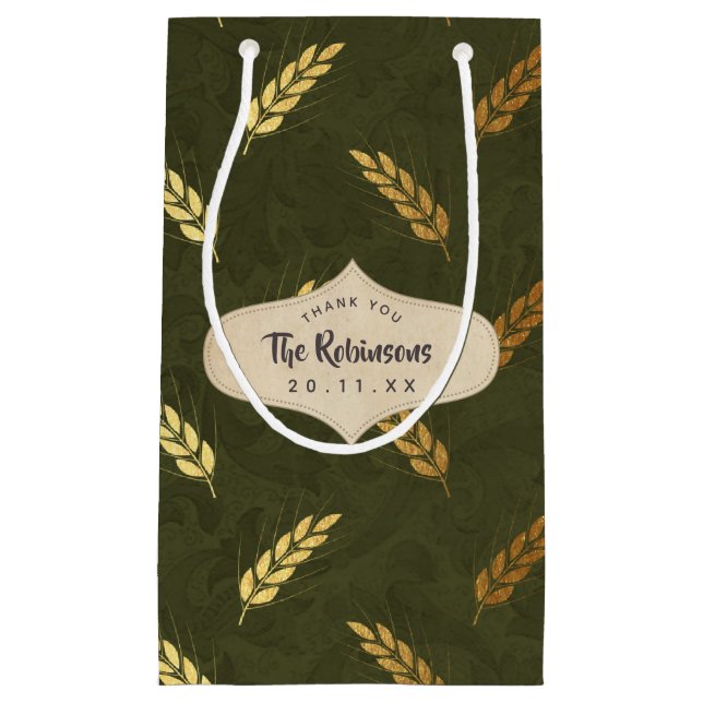 Gold Foil Thanksgiving Small Gift Bag (Front)