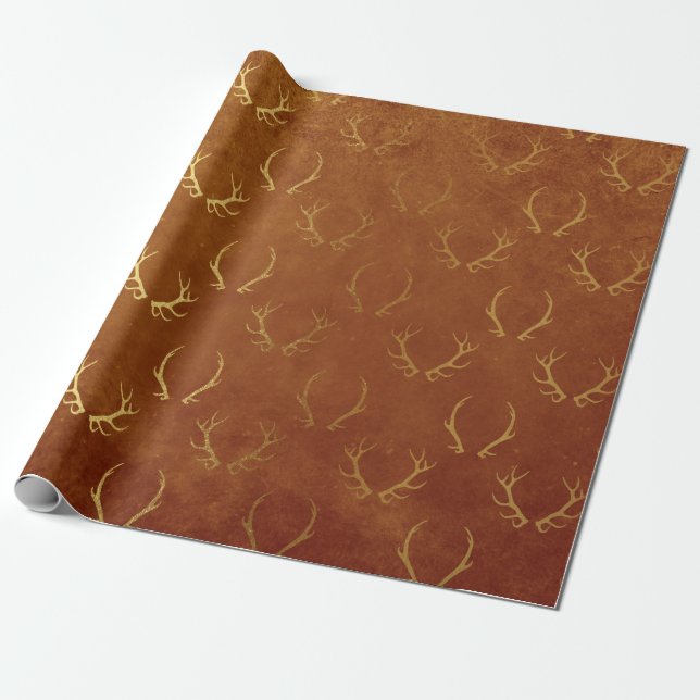 Gold Foil Thanksgiving Wrapping Paper (Unrolled)