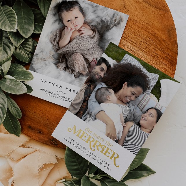 Gold Foil The More The Merrier Birth Foil Holiday Card (Creator Uploaded)