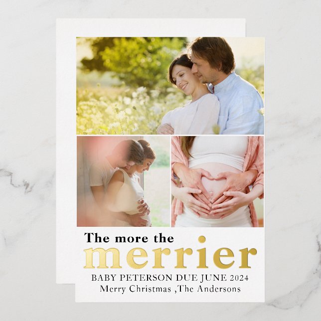 Gold Foil The More The Merrier Pregnancy Photos (Front/Back)