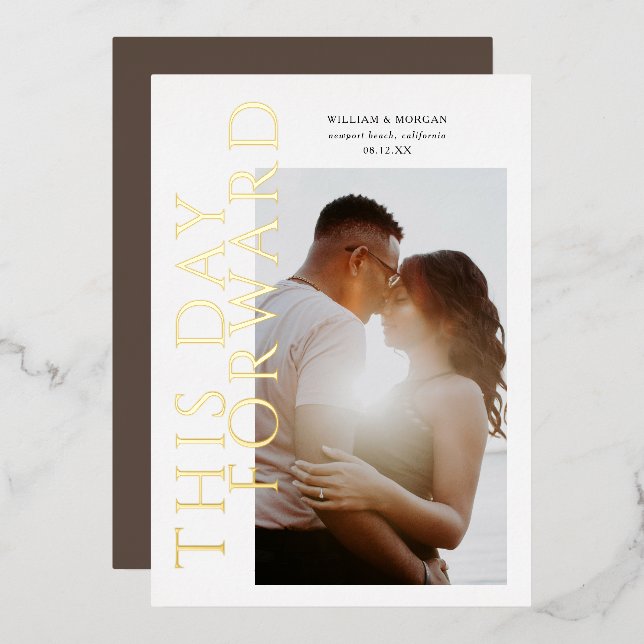 Gold Foil This Day Forward Wedding Save the Date (Front/Back)