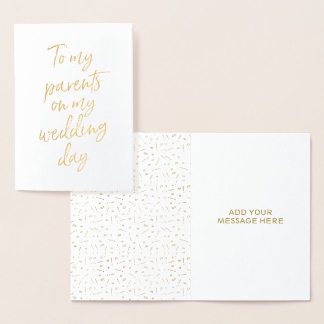 Gold Foil To my Parents on my Wedding Day Foil Card (Display)