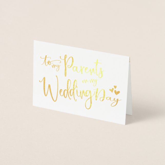 Gold Foil  | To My Parents On My Wedding Day Photo Card (Front)