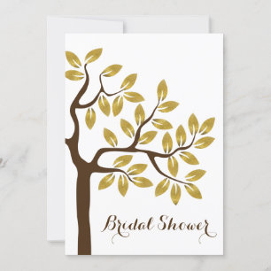 Gold foil tree modern bridal shower wedding invitation