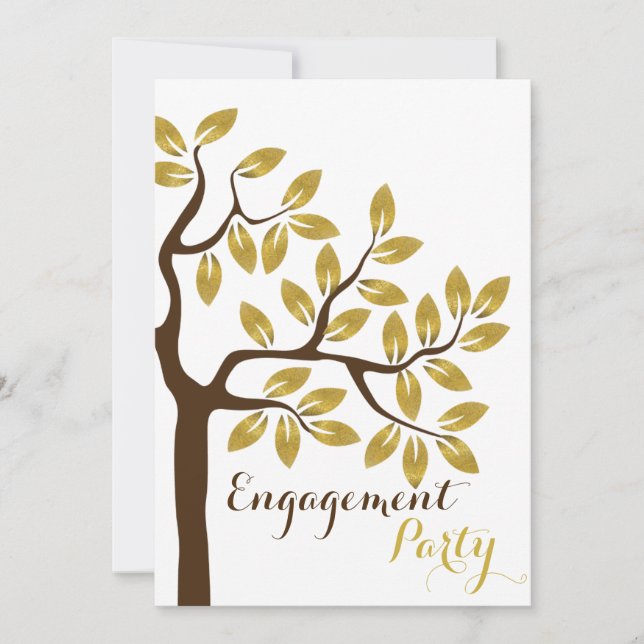 Gold foil tree modern engagement party wedding invitation (Front)
