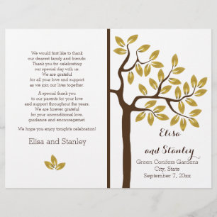 Gold foil tree modern folded wedding program