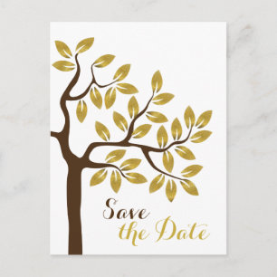 Gold foil tree modern wedding Save the Date Announcement Postcard