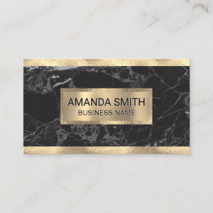 Gold Foil Trim Black Marble Gold Metallic Banner Business Card