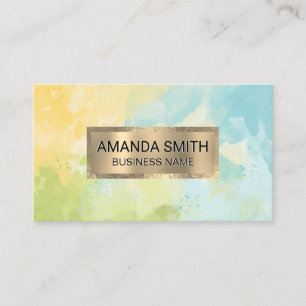 Gold Foil Trim   Watercolor Texture Business Card