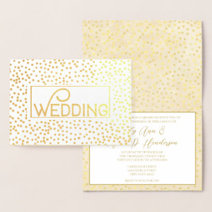 Gold Foil Typography Confetti Wedding Invitations