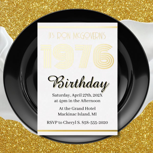 Gold Foil Vintage 1976 Rectangular 50th Birthday  (Creator Uploaded)