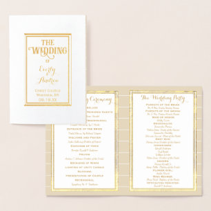 Gold Foil Vintage Hummingbird WEDDING PROGRAM