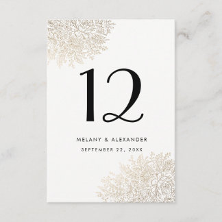 Gold Foil Vintage Lace Elegant Table Number Card